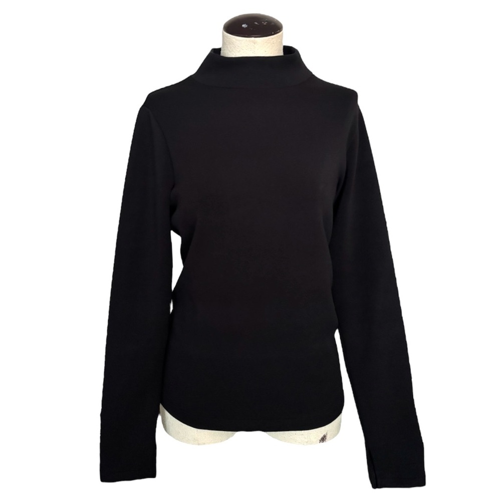 SPANX AIR ESSENTIALS BLACK MOCK NECK LONG SLEEVE TOP SHAPE WEAR SIZE SMALL